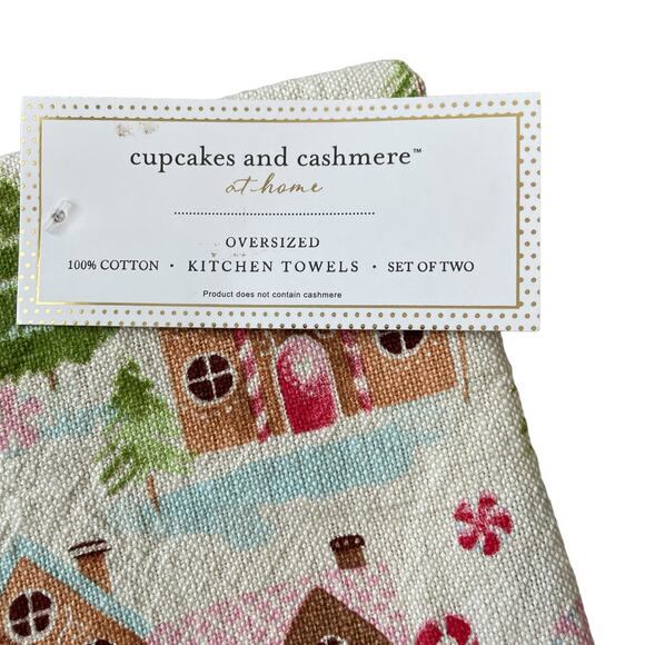 Set of 2 CUPCAKES & CASHMERE Oversized Gingerbread Kitchen Dish Towels NEW - Picture 9 of 10